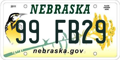 NE license plate 99FB29