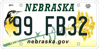 NE license plate 99FB32