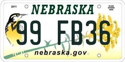 NE license plate 99FB36