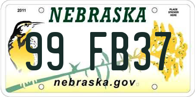 NE license plate 99FB37