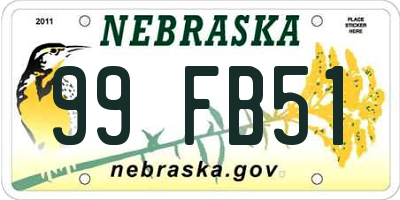 NE license plate 99FB51