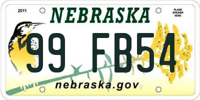 NE license plate 99FB54