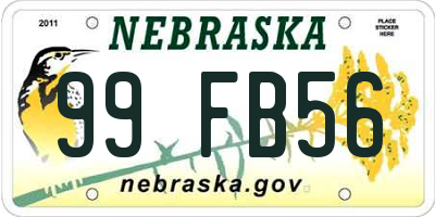 NE license plate 99FB56