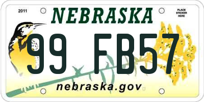 NE license plate 99FB57