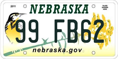 NE license plate 99FB62