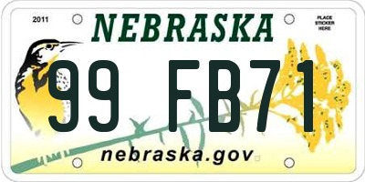 NE license plate 99FB71