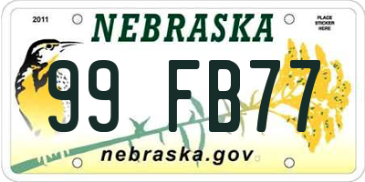 NE license plate 99FB77