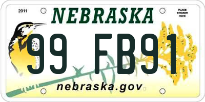 NE license plate 99FB91