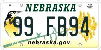 NE license plate 99FB94