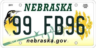 NE license plate 99FB96