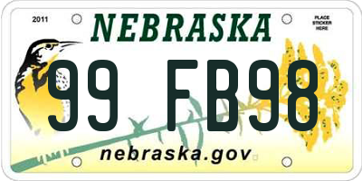 NE license plate 99FB98