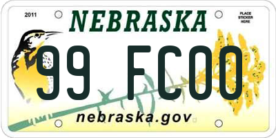 NE license plate 99FC00