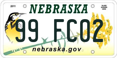 NE license plate 99FC02