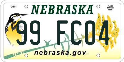 NE license plate 99FC04