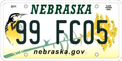 NE license plate 99FC05