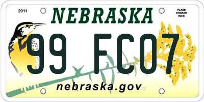 NE license plate 99FC07