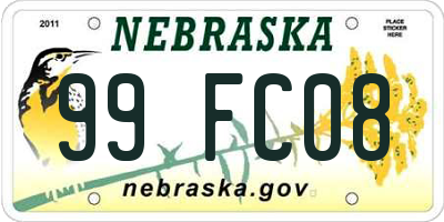 NE license plate 99FC08