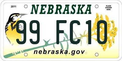 NE license plate 99FC10