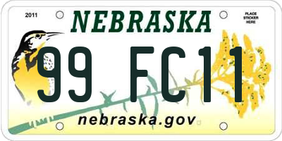 NE license plate 99FC11