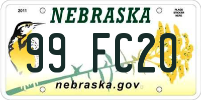 NE license plate 99FC20