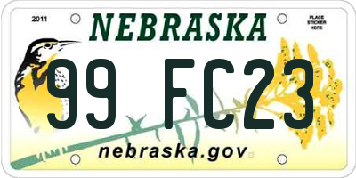 NE license plate 99FC23