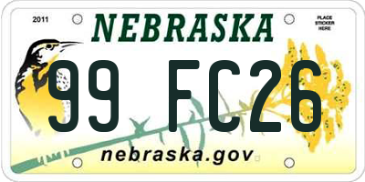 NE license plate 99FC26