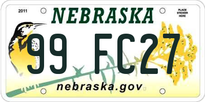 NE license plate 99FC27