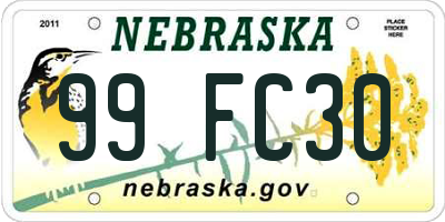 NE license plate 99FC30