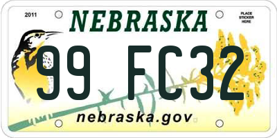 NE license plate 99FC32