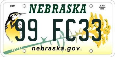 NE license plate 99FC33