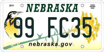 NE license plate 99FC35