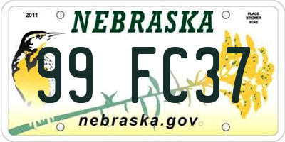 NE license plate 99FC37