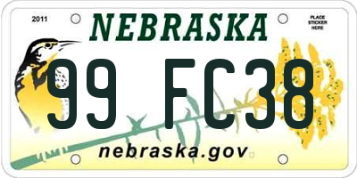 NE license plate 99FC38