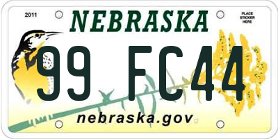 NE license plate 99FC44