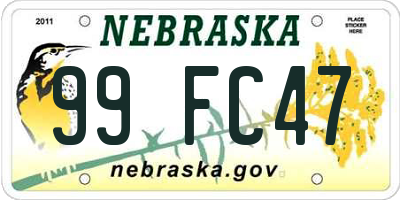 NE license plate 99FC47