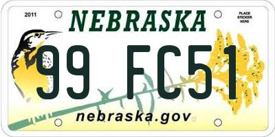 NE license plate 99FC51