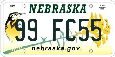 NE license plate 99FC55