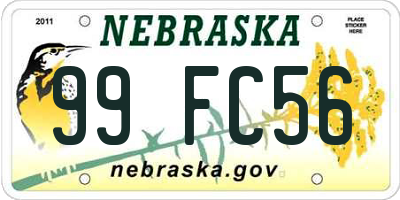 NE license plate 99FC56