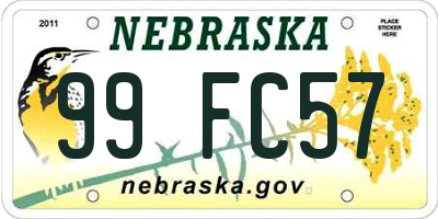 NE license plate 99FC57