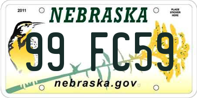 NE license plate 99FC59