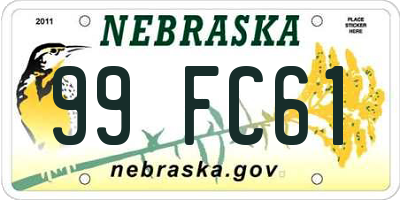 NE license plate 99FC61