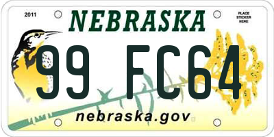 NE license plate 99FC64