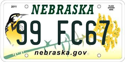 NE license plate 99FC67