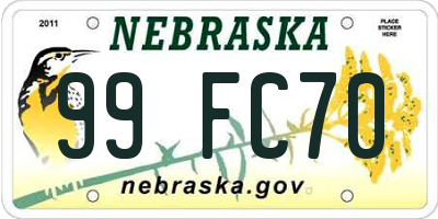 NE license plate 99FC70