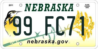 NE license plate 99FC71