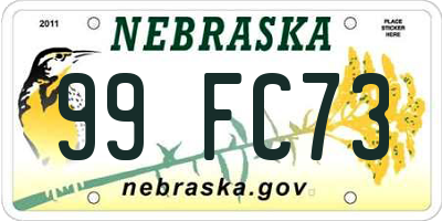 NE license plate 99FC73