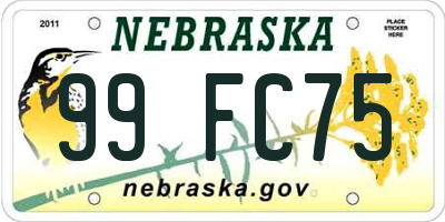 NE license plate 99FC75