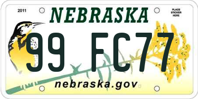 NE license plate 99FC77