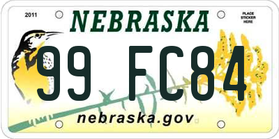 NE license plate 99FC84