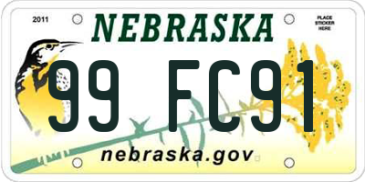 NE license plate 99FC91